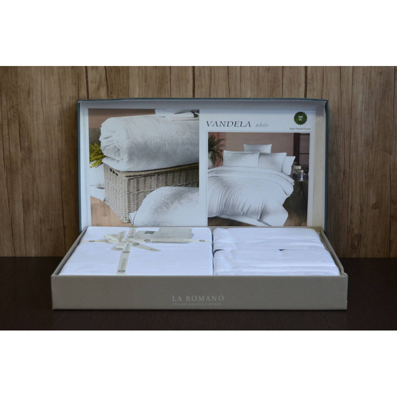 Комплект постільної білизни La Romano Premium Satin євро білий