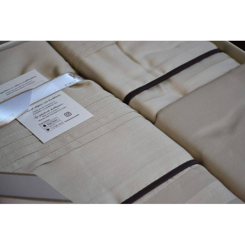 Комплект постільної білизни First Choice Deluxe Satin євро бежевий