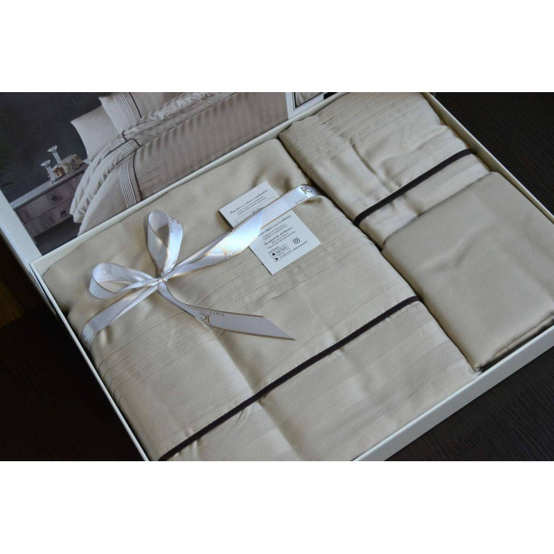 Комплект постільної білизни First Choice Deluxe Satin євро бежевий