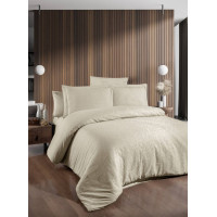 Комплект постільної білизни First Choice Jacquard Satin євро крем