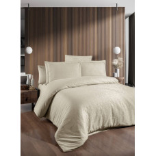Комплект постільної білизни First Choice Jacquard Satin євро крем