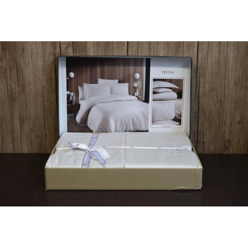 Комплект постільної білизни First Choice Jacquard Satin євро крем