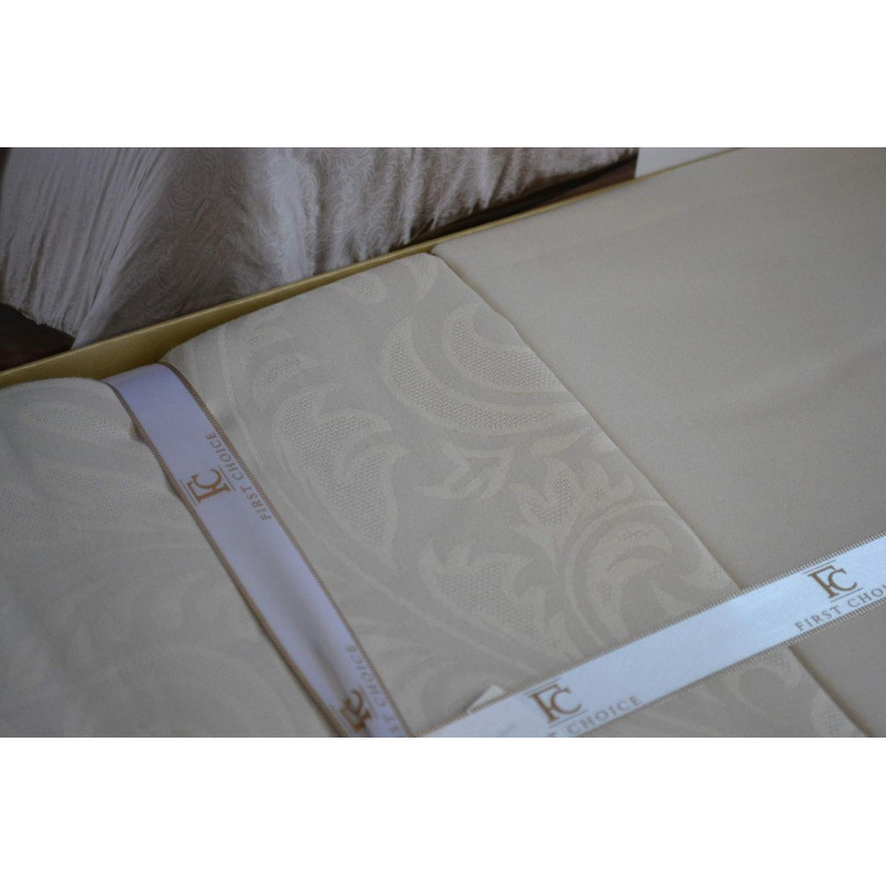 Комплект постільної білизни First Choice Jacquard Satin євро крем
