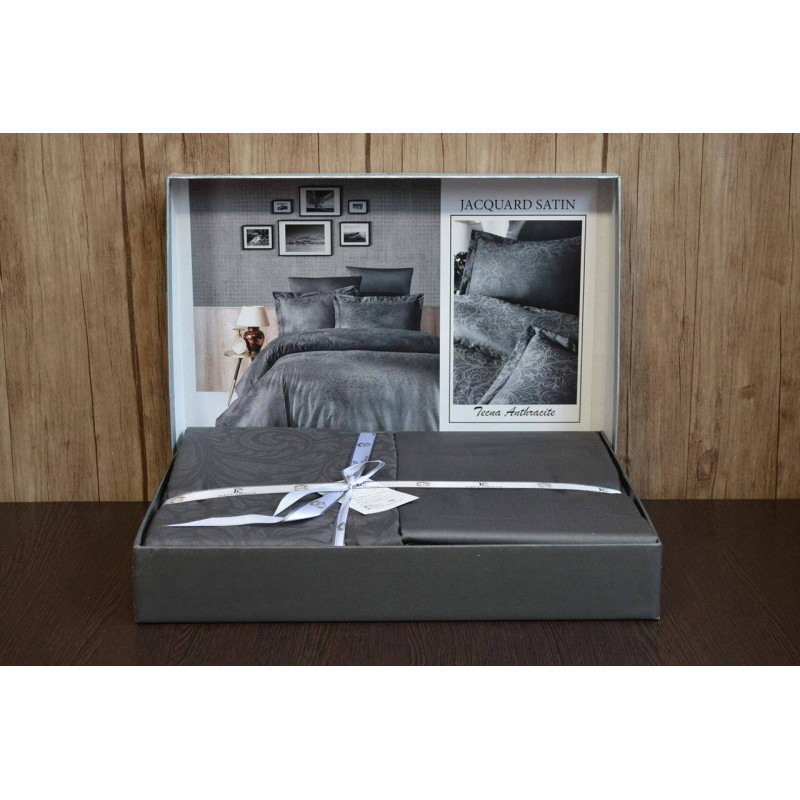 Комплект постільної білизни First Choice Jacquard Satin графіт