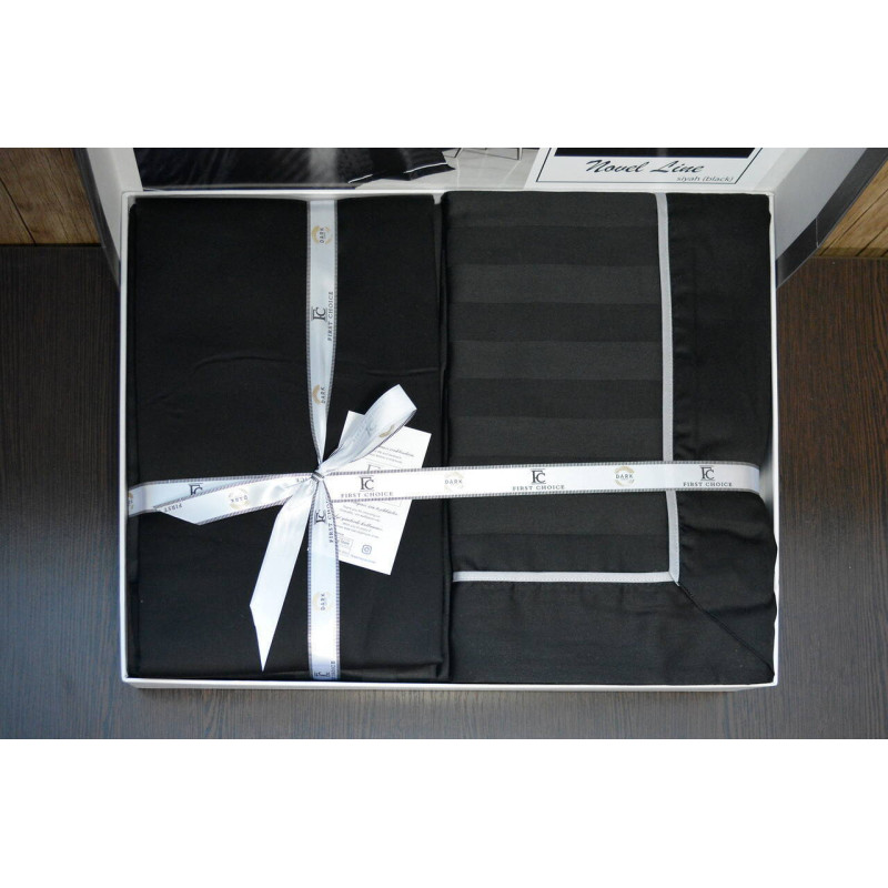 Сімейний комплект постільної білизни First Choice Deluxe Satin чорний