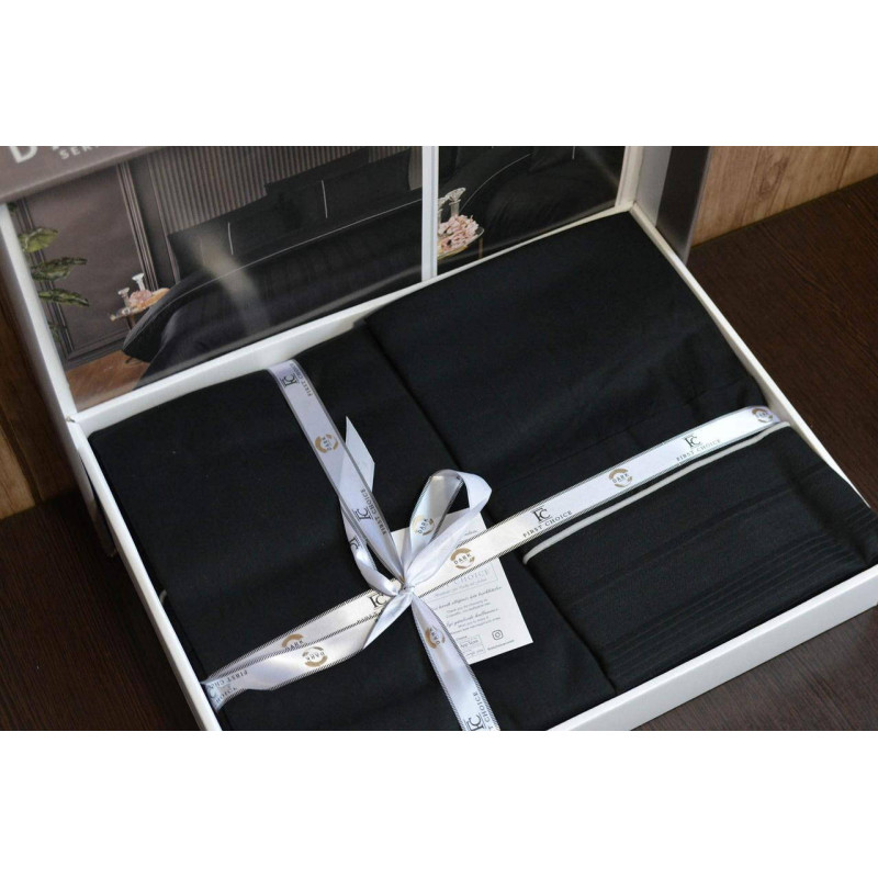 Комплект постільної білизни First Choice Ranforce Deluxe євро чорний