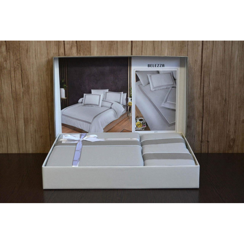 Комплект постільної білизни First Choice Deluxe Satin євро сірий