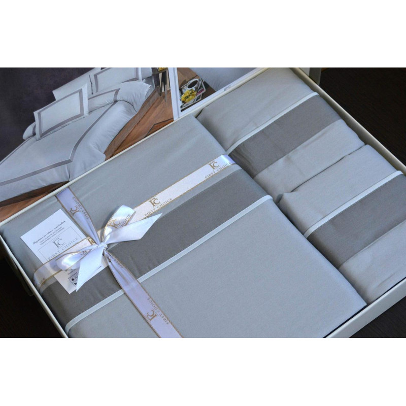 Комплект постільної білизни First Choice Deluxe Satin євро сірий
