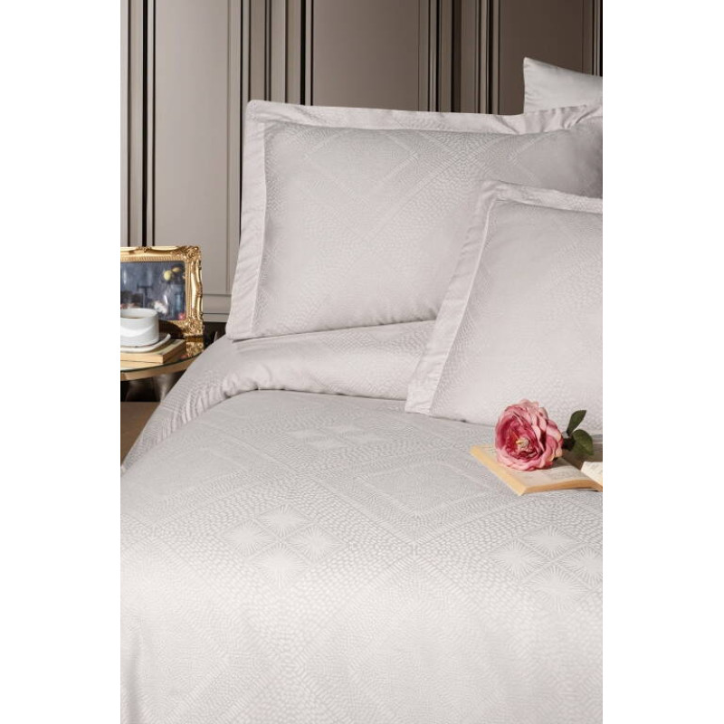 Комплект постільної білизни First Choice Jacquard Satin євро бежевий