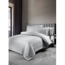 Комплект постільної білизни First Choice Jacquard Satin євро сірий
