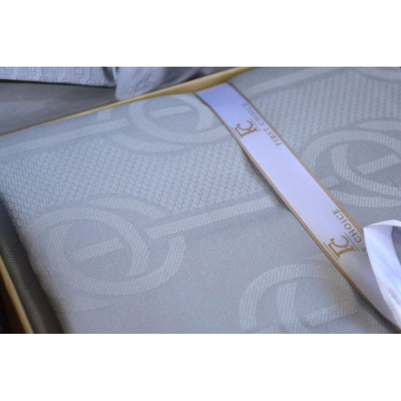 Комплект постільної білизни First Choice Jacquard Satin євро сірий