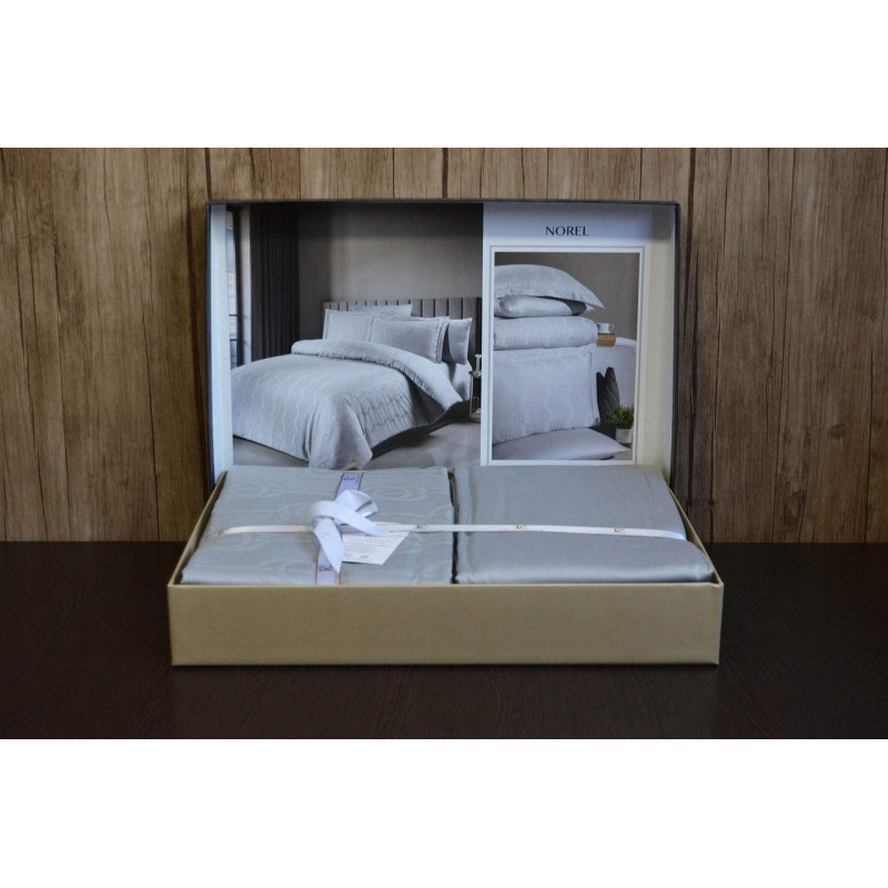 Комплект постільної білизни First Choice Jacquard Satin євро сірий
