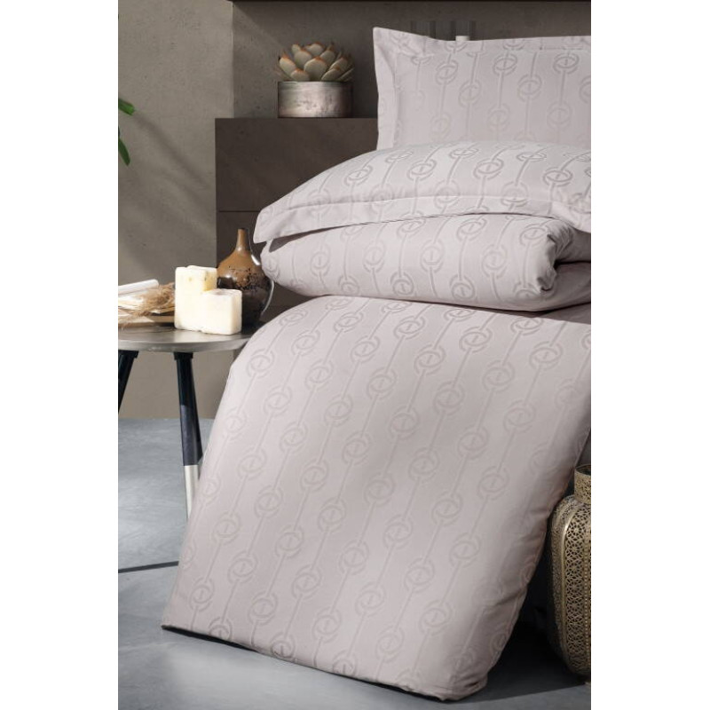 Комплект постільної білизни First Choice Jacquard Satin євро бежевий