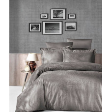 Комплект постільної білизни First Choice Jacquard Satin євро коричневий