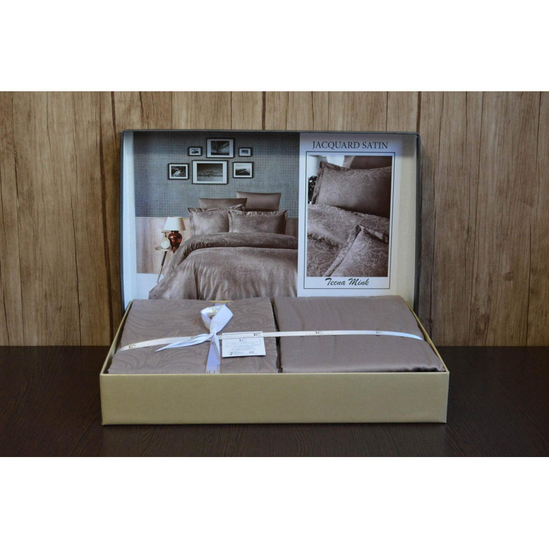 Комплект постільної білизни First Choice Jacquard Satin коричневий