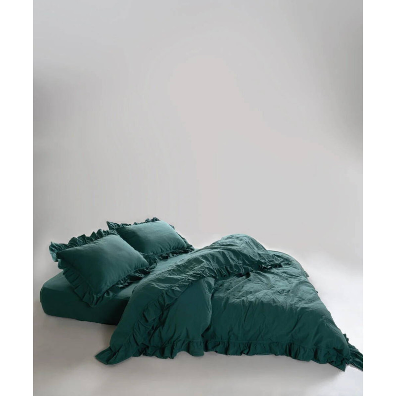 Комплект постільної білизни Limasso Stonewashed Ranforce Dark Green