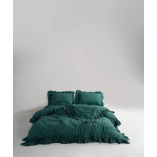 Комплект постільної білизни Limasso Stonewashed Ranforce 160x220 Dark Green