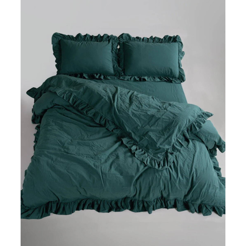 Комплект постільної білизни Limasso Stonewashed Ranforce Dark Green