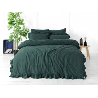 Комплект постільної білизни Limasso Stonewashed Ranforce сімейний зелений