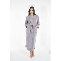 Women's Velour Bathrobe Nusa 0503 in Lavender, 3XL