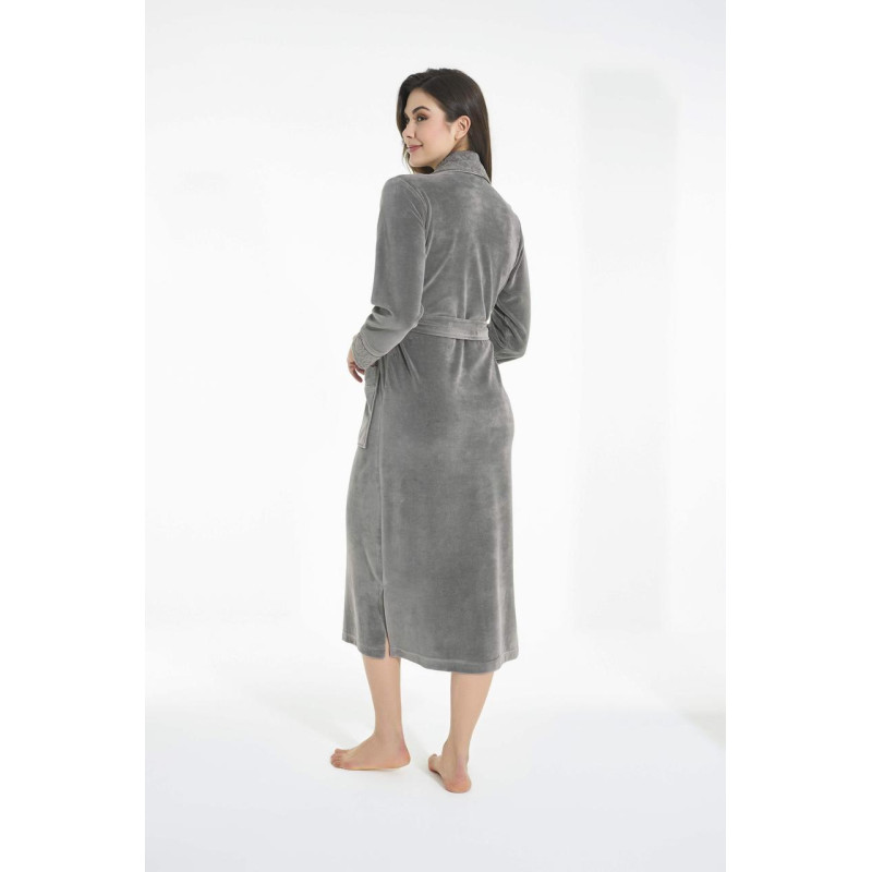 Довгий велюровий халат Nusa у кольорі хакі (4XL)
