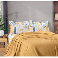 Комплект постільної білизни Kristal Ranforse Breeze Hardal з пледом євро
