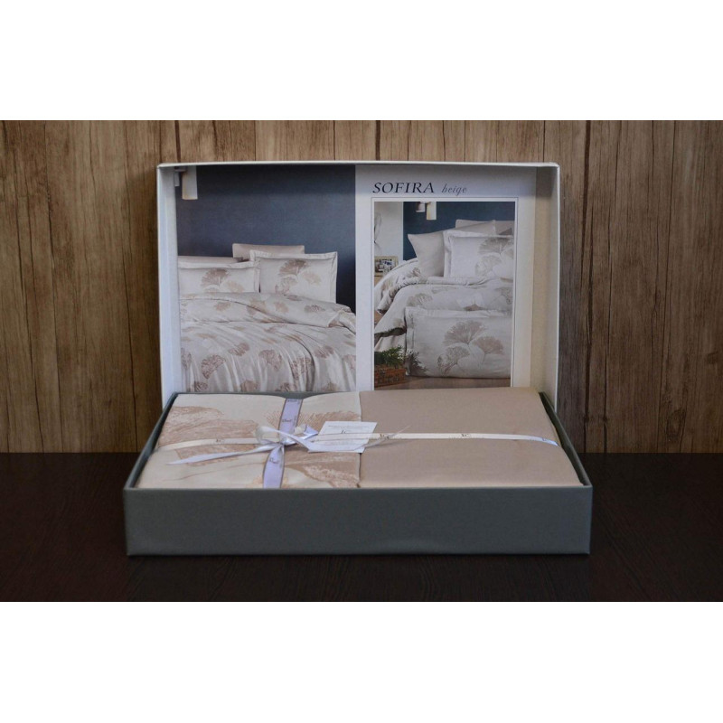 Комплект постільної білизни First Choice Sofira Beige, сатин