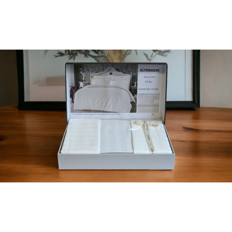 Комплект постільної білизни Altinbasak Satin Always Ekru полуторний