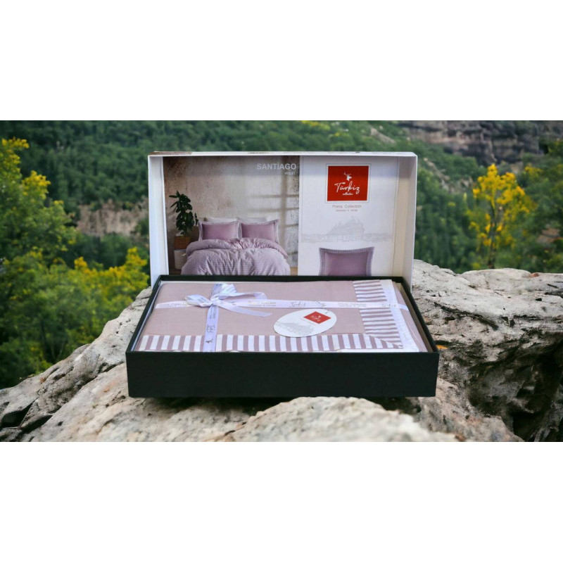 Комплект постільної білизни Turkiz Ranforse Santiago Violet євро