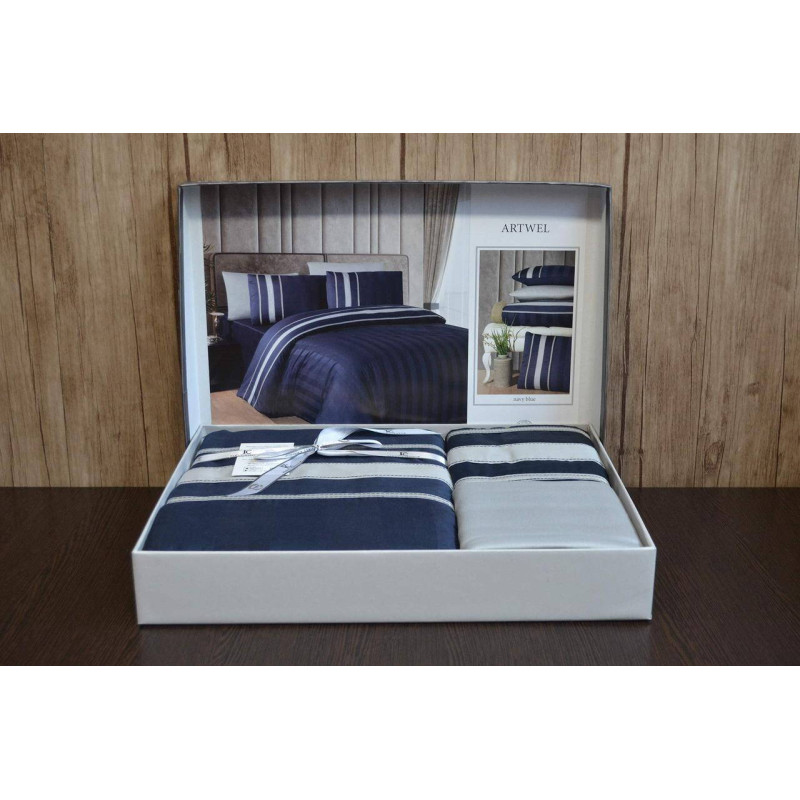Сімейний комплект постільної білизни First Choice Deluxe Satin синій