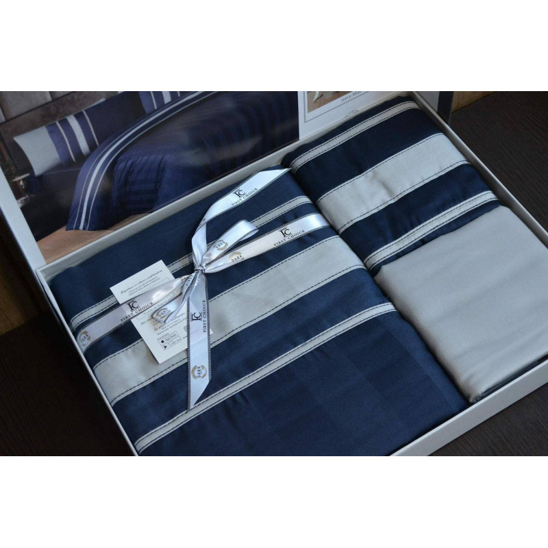 Сімейний комплект постільної білизни First Choice Deluxe Satin синій