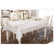 Скатерть велюрова Selin Beste Set 160х220 см з раннером та серветками