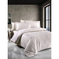 Комплект постільної білизни First Choice Jacquard Satin євро бежевий