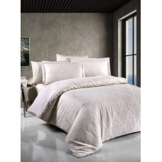 Комплект постільної білизни First Choice Jacquard Satin євро бежевий