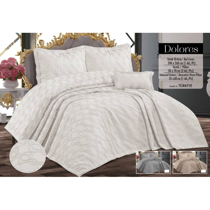 Жаккардове покривало Kayra Dolores 240x260 см з бахромою