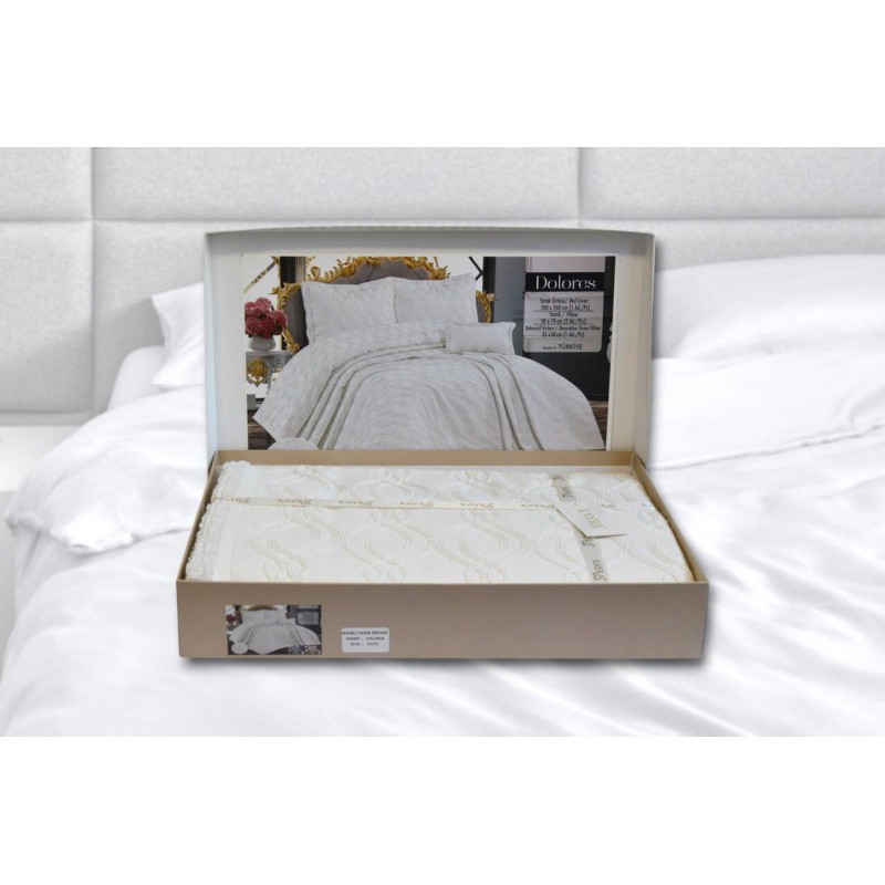 Жаккардове покривало Kayra Dolores 240x260 см з бахромою