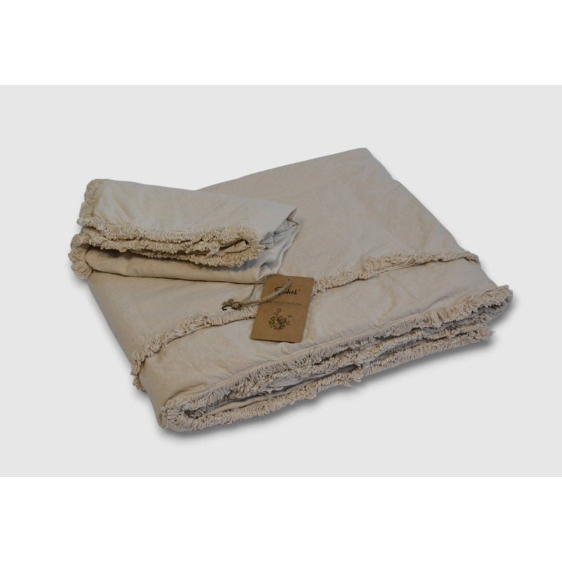 Комплект постільної білизни Sikel Stonewashed Soho з бахромою, євро