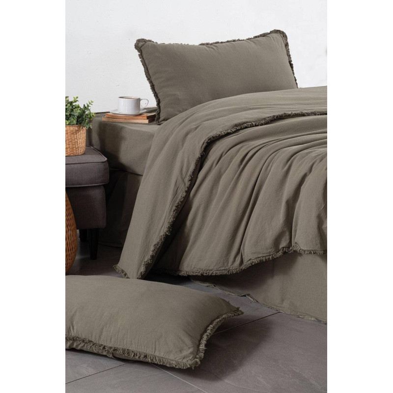 Комплект постільної білизни Sikel Stonewashed Soho з бахромою, євро