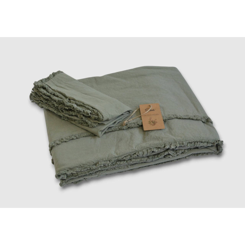 Комплект постільної білизни Sikel Stonewashed Soho з бахромою, євро