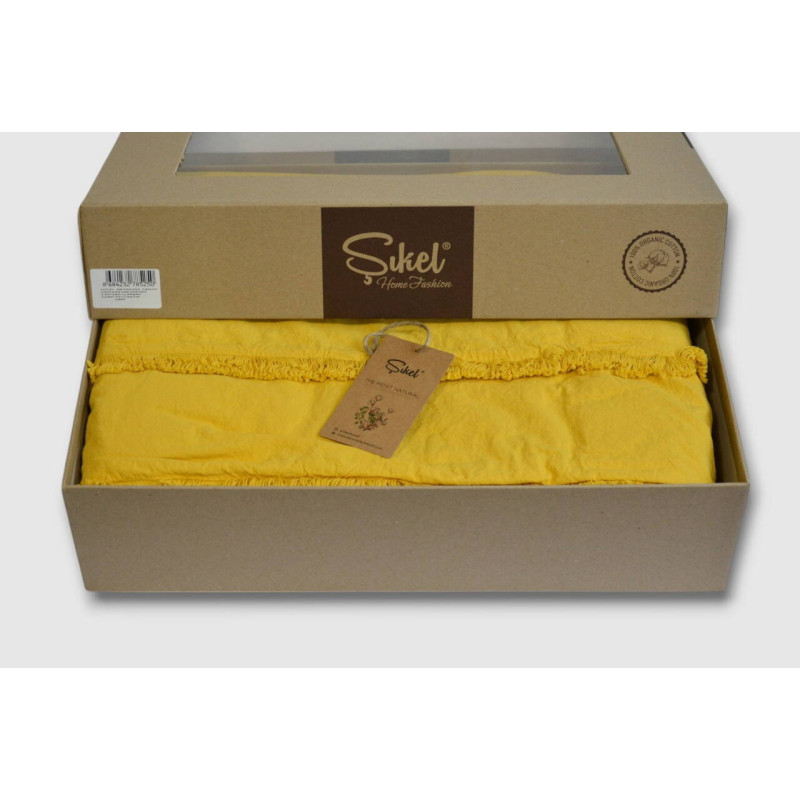Комплект постільної білизни Sikel Stonewashed Soho з бахромою, євро