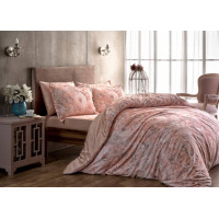 Комплект постільної білизни TAC Satin Digital Blanche Pembe сімейний
