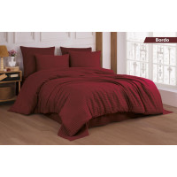 Комплект постільної білизни Kayra Cotton Shine Stripe Satin євро бордо