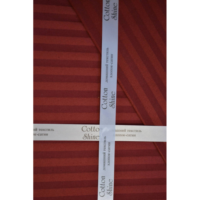 Комплект постільної білизни Kayra Cotton Shine Stripe Satin бордо