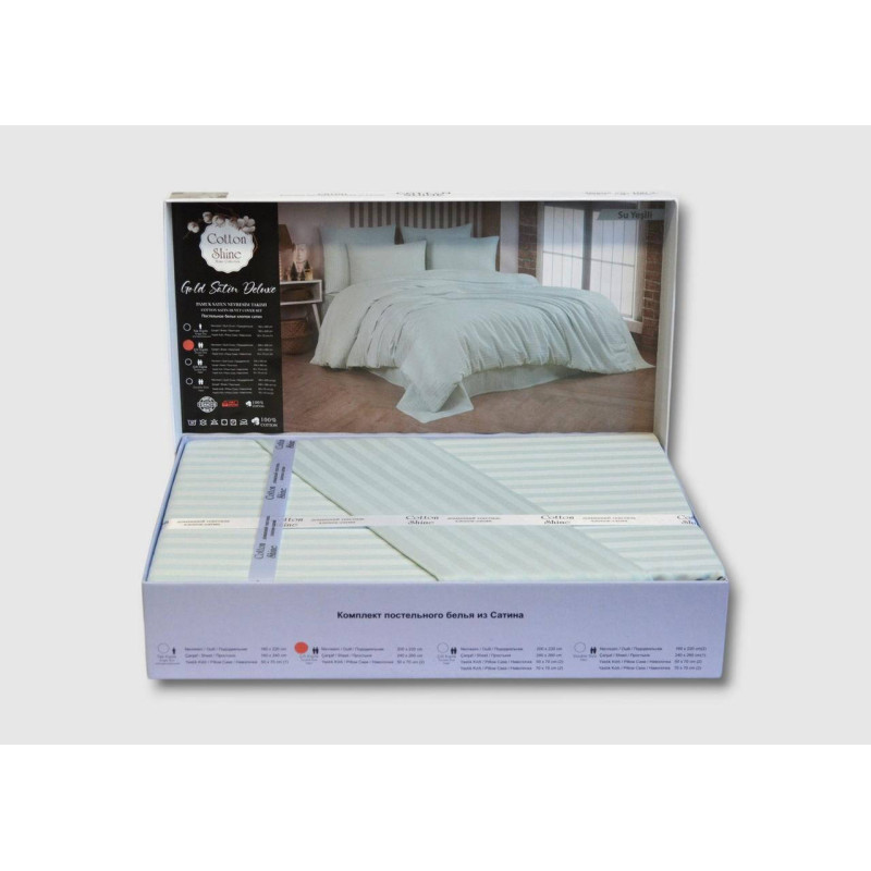 Комплект постільної білизни Kayra Cotton Shine Stripe м'ята