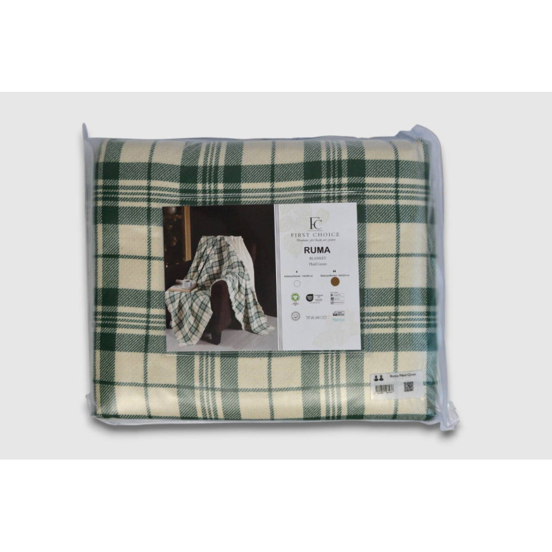 Бавовняне покривало First Choice Ruma Plaid у клітинку 240х220 см