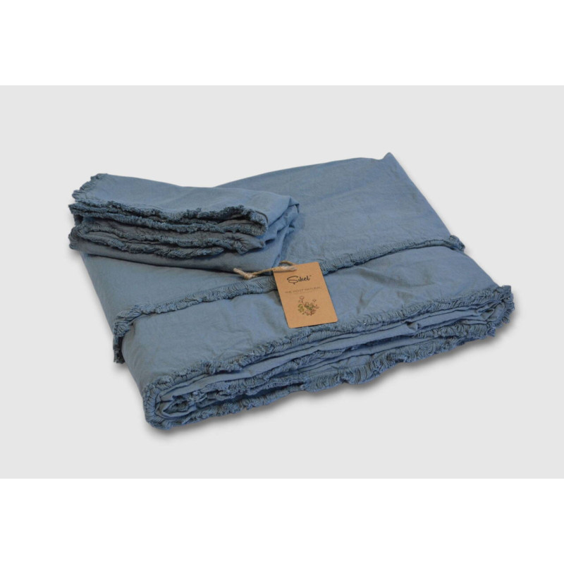 Комплект постільної білизни Sikel Stonewashed Soho з бахромою, євро