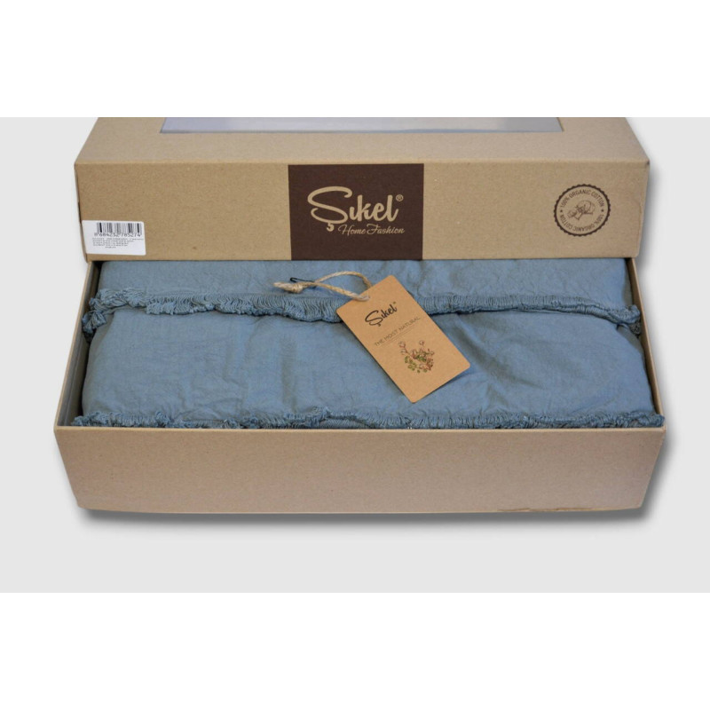 Комплект постільної білизни Sikel Stonewashed Soho з бахромою, євро