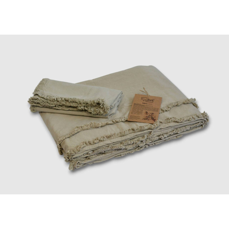 Комплект постільної білизни Sikel Stonewashed Soho з бахромою, євро