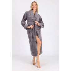 Жіночий махровий халат Nusa 6895 сірого кольору 2XL