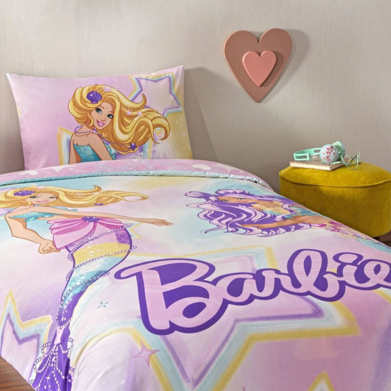 Комплект постільної білизни TAC Disney Barbie Mermaid ранфорс